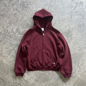 Akimbo 100% Cotton Zip Up Hoodie wine M unisex